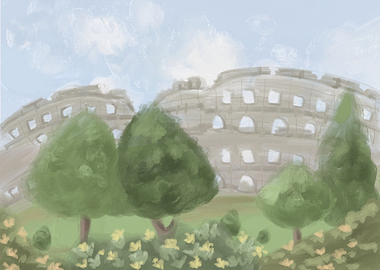 Impressionist Painting of the Roman Colosseum