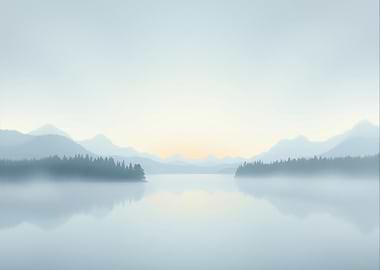 Misty Mountain Lake at Dawn