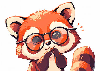 Cute Red Panda Wearing Glasses