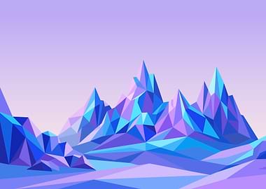Crystal Peaks – Low Poly Mountain Landscape Wall Art