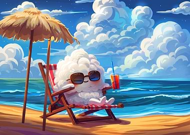 Cute Cloud Relaxing on Beach