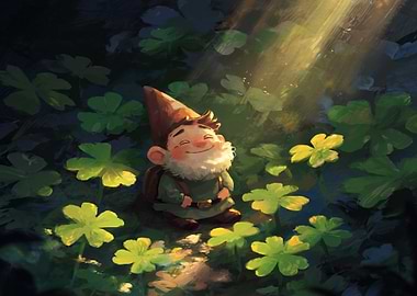 Happy Gnome in Clover Field