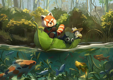 Red Panda and Friends Boating