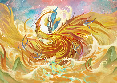 Ethereal Phoenix and Celestial Figures