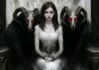 Gothic Queen with Horned Guardians