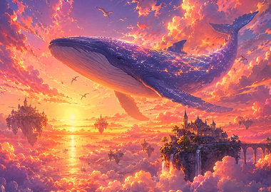 Celestial Whale Over Floating Islands