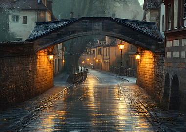 Atmospheric Stone Archway at Twilight