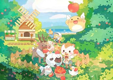 Cute Animal Farm Harvest Illustration
