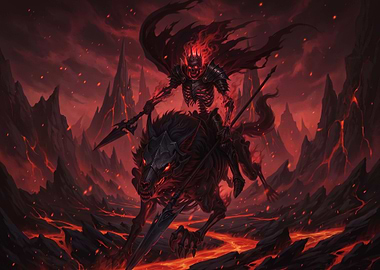 Undead Warrior Riding Hellhound