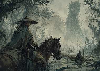 Traveler Encountering a Forest Spirit