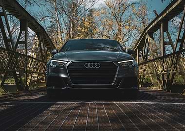 Dark Grey Audi on Metal Bridge