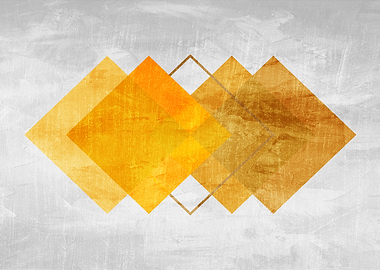 Abstract Geometric Gold and Grey Art