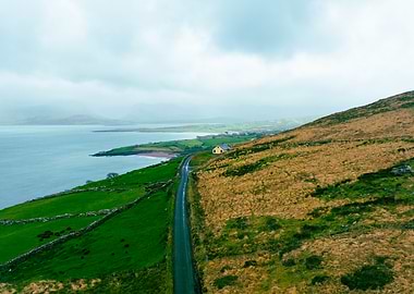 Coastal Road Through Irish Countryside