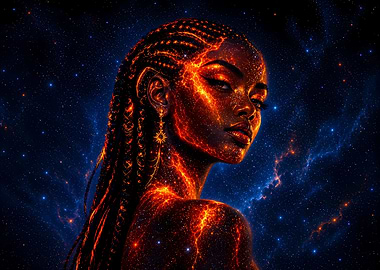 Celestial Goddess with Cosmic Fire