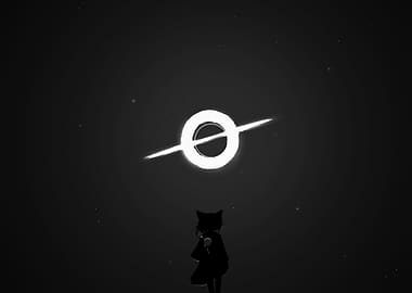 Anime Girl Watching a Black Hole