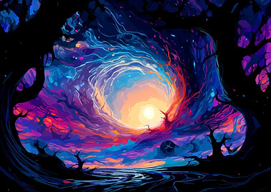 Surreal Cosmic Forest Portal