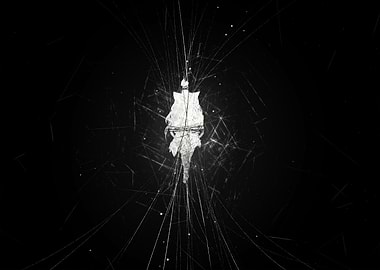 Abstract Wolf Silhouette in Dark Space
