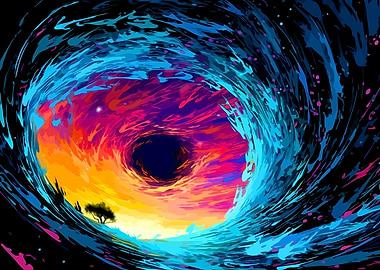 Abstract Cosmic Vortex and Silhouette Tree