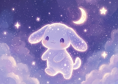 Cute Celestial Bunny in Night Sky