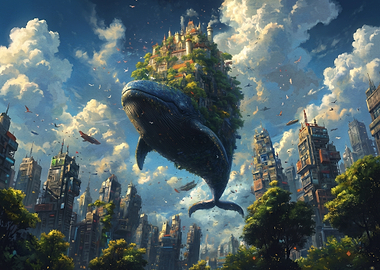 Giant Flying Whale Carrying Castle