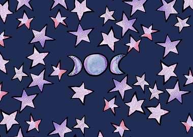Triple Moon and Stars Pattern