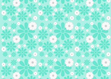 Mint and White Floral Pattern
