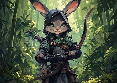 Anthropomorphic Rabbit Archer in Forest