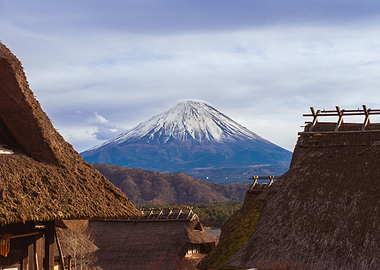 Mount Fuji View from Traditional Village