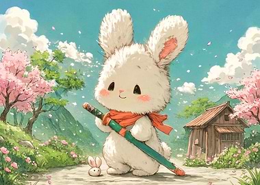 Cute Samurai Bunny with Katana