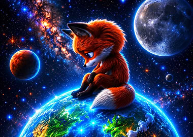 Sad Fox Sitting on Earth
