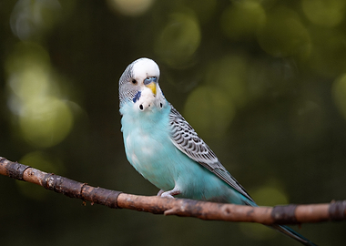 Light Blue Budgerigar on Branch