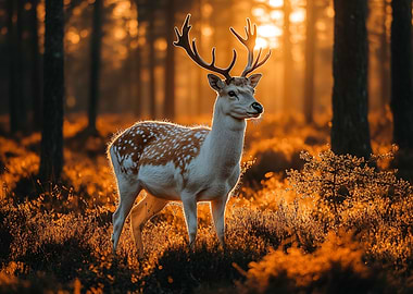 Majestic Fallow Deer in Golden Forest