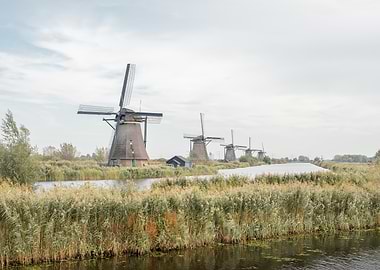 Traditional Dutch Windmills in Kinderdijk