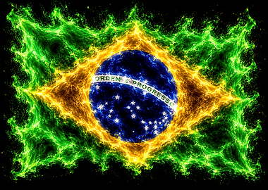 Flaming Brazil Flag