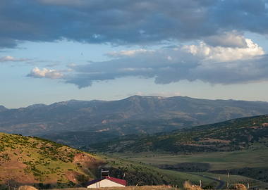 Mountainous Landscape at Sunset