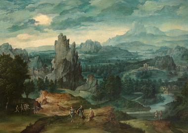 Landscape with Jupiter and other classical figures in the foreground