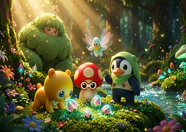 Magical Forest Friends and Glowing Eggs