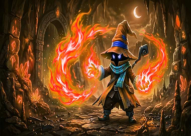 Black Mage Casting Fire Magic