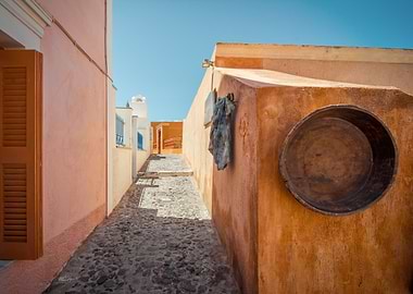 Narrow Alleyway in Santorini Greece