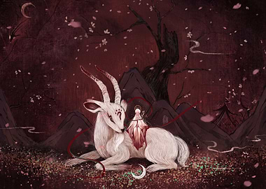 Mystical White Creature and Spirit Figure