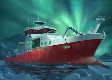 Endurance | Icebreaker Ship Under Northern Lights