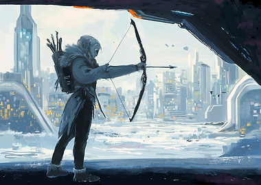 Archer in a Futuristic City