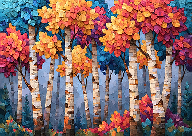 Vibrant Mosaic Forest Landscape