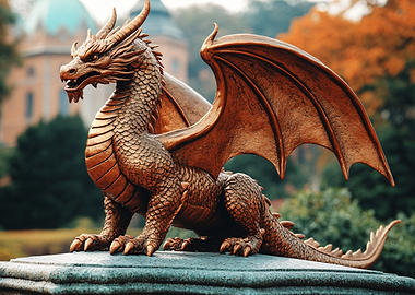 Bronze Dragon Statue Garden Ornament
