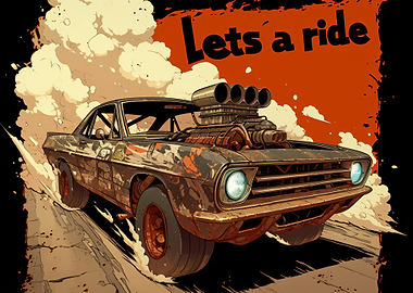 Lets a ride muscle car illustration