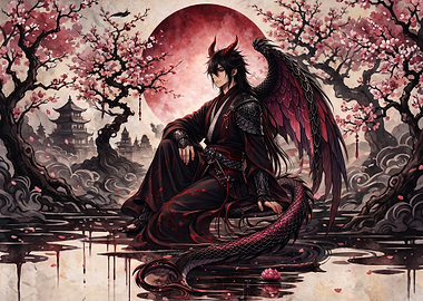 Demon Prince in Cherry Blossom Garden