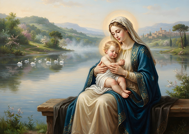 Madonna and Child by the Lake