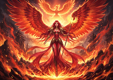 Fire Goddess with Phoenix Wings
