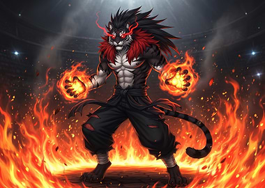 Fiery Tiger Warrior Anime Character