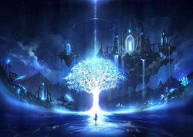 Ethereal Glowing Tree Fantasy Landscape